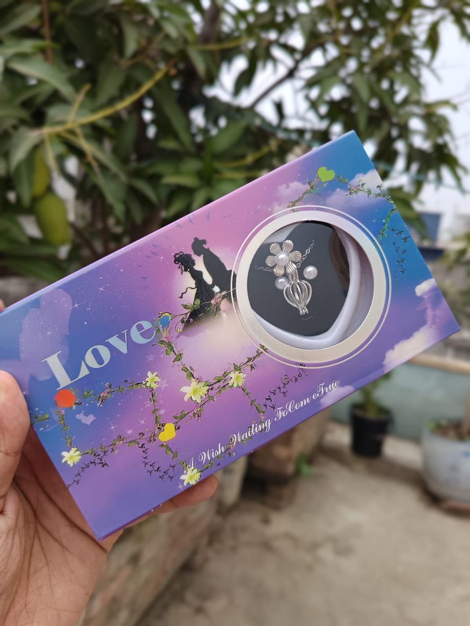 Love Pearl Locket Necklace Set