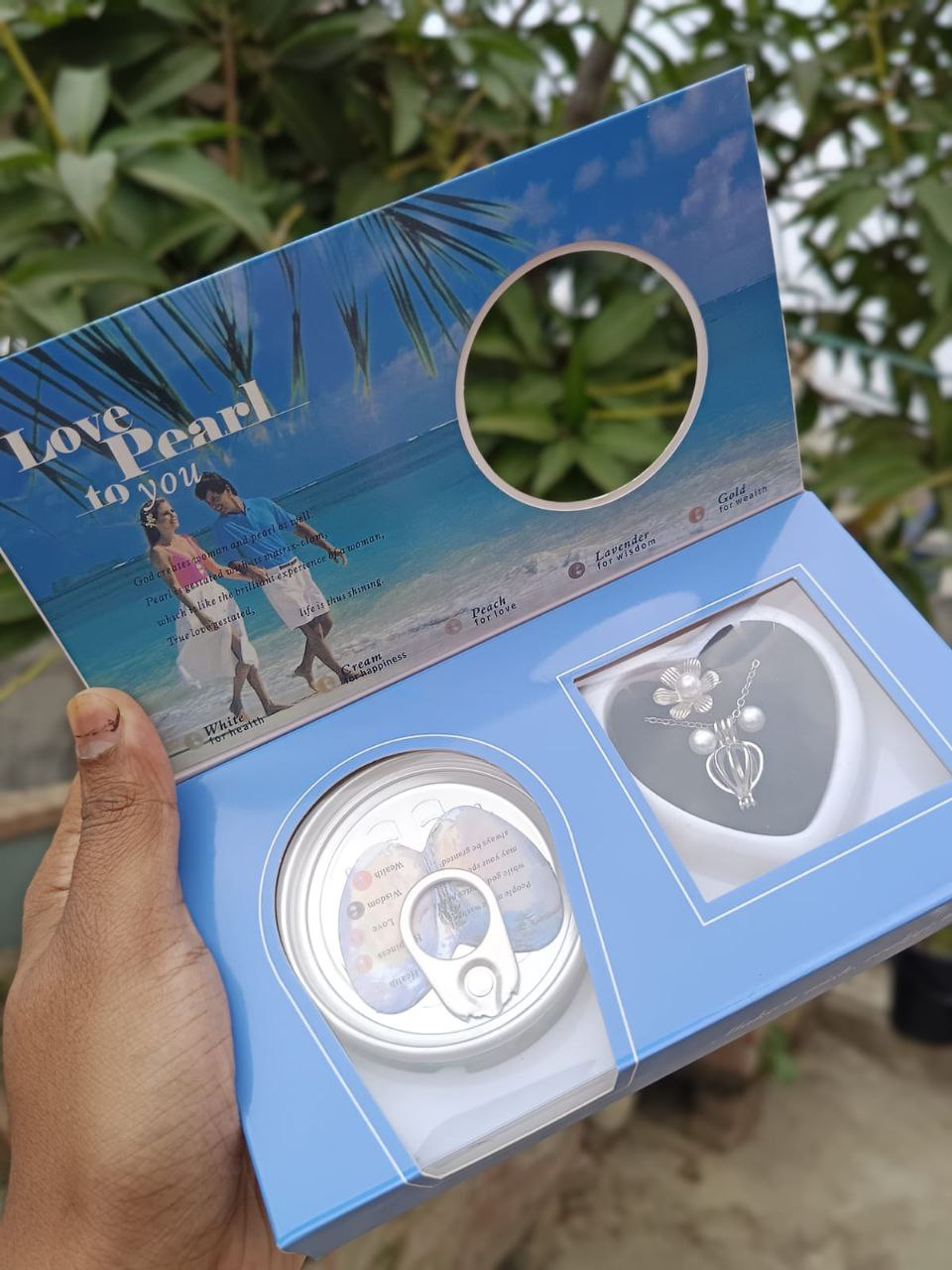 Love Pearl Locket Necklace Set - Image 14