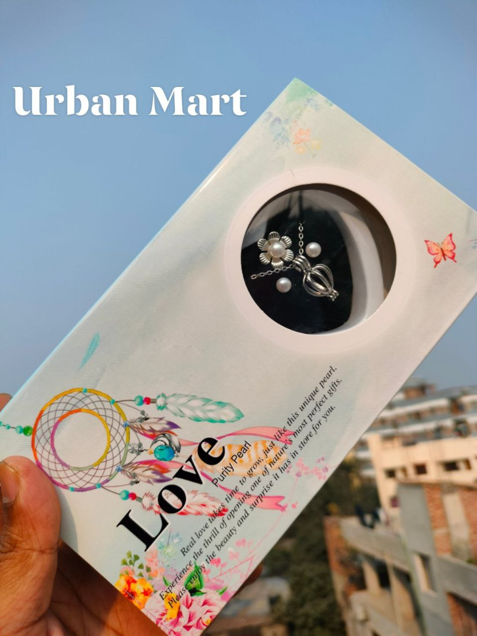 Love Pearl Locket Necklace Set