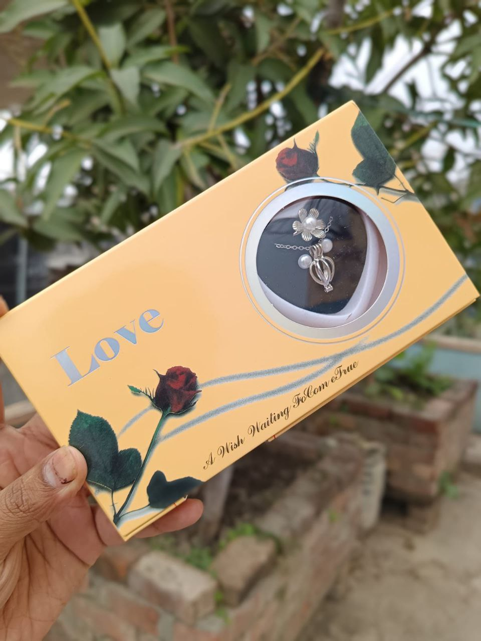 Love Pearl Locket Necklace Set - Image 4