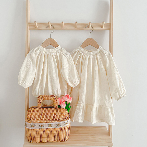 South Korea children's clothing French embroidery temperament girl's dress Princess dress baby girl's sheath romper sister's clothing - Image 2