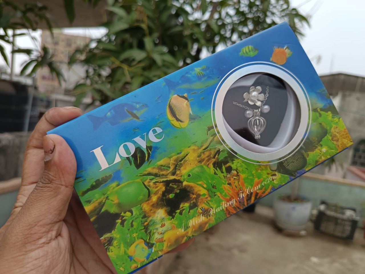 Love Pearl Locket Necklace Set - Image 3