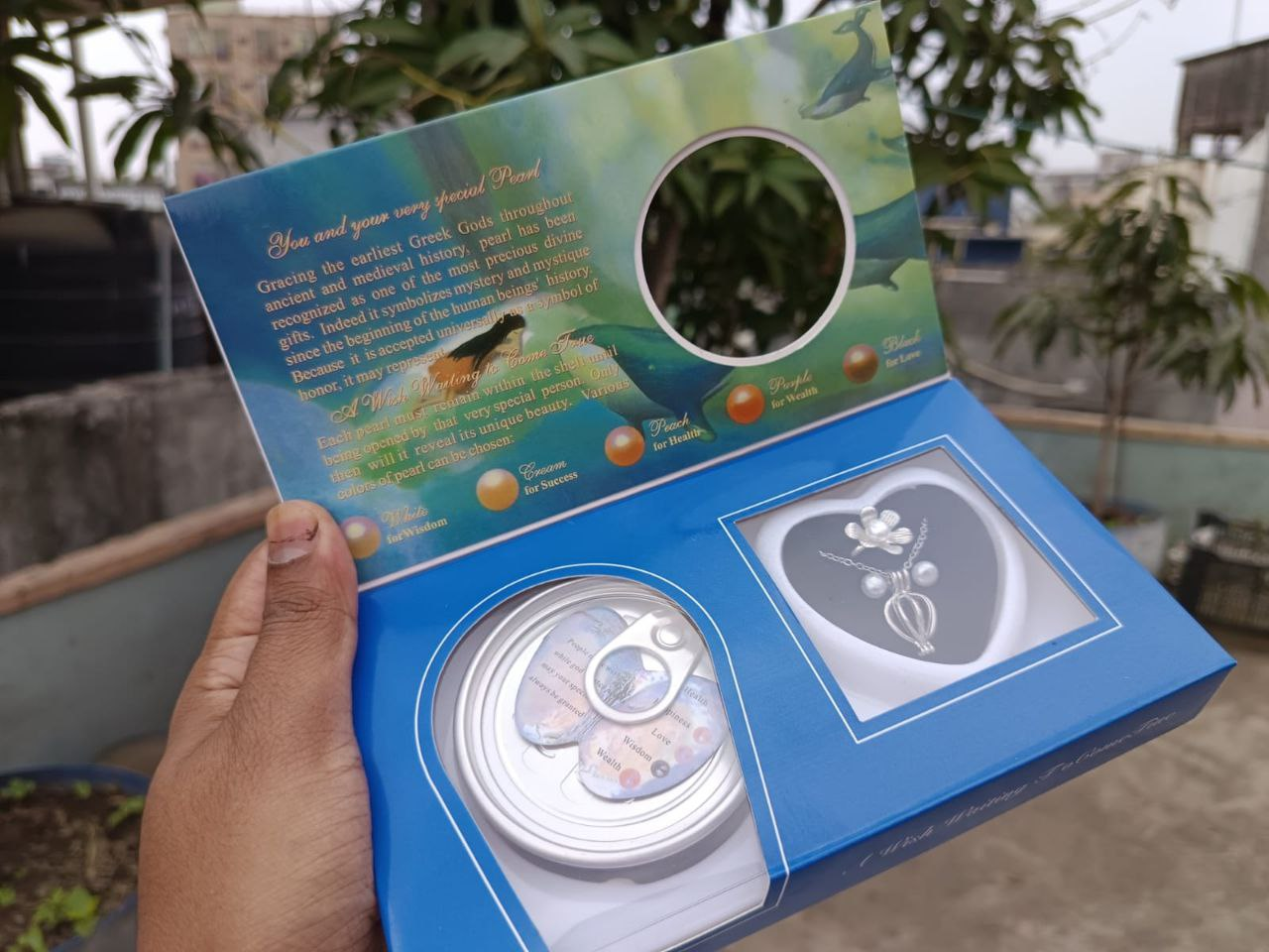 Love Pearl Locket Necklace Set - Image 10